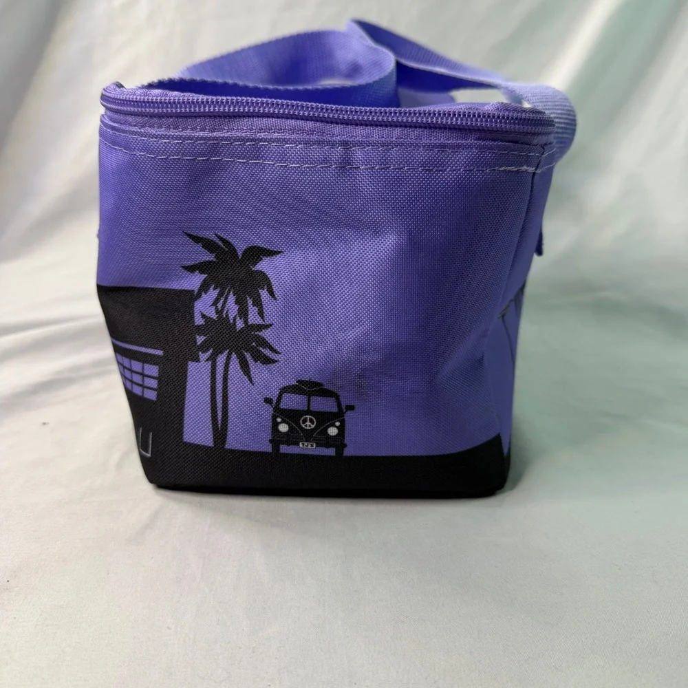 Trader Joes Mini Insulated Cooler Bag Purple Pasadena 1st Store Graphic Tote